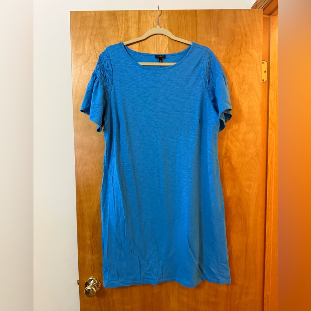 Talbots Blue Dress Shift Flutter Short Sleeve Beachy Colorful NWT Petite XL PXL